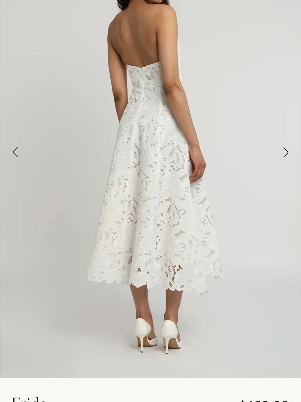 Jenny Yoo Frida White Strapless Lace Midi Dress - Picture 2 of 8